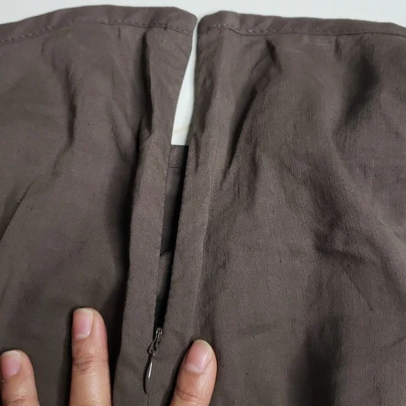 Theory Ellen Linen Blend Tiered Midi Dress Size 4 Brown Neutral Flowy Beachy - Picture 8 of 16